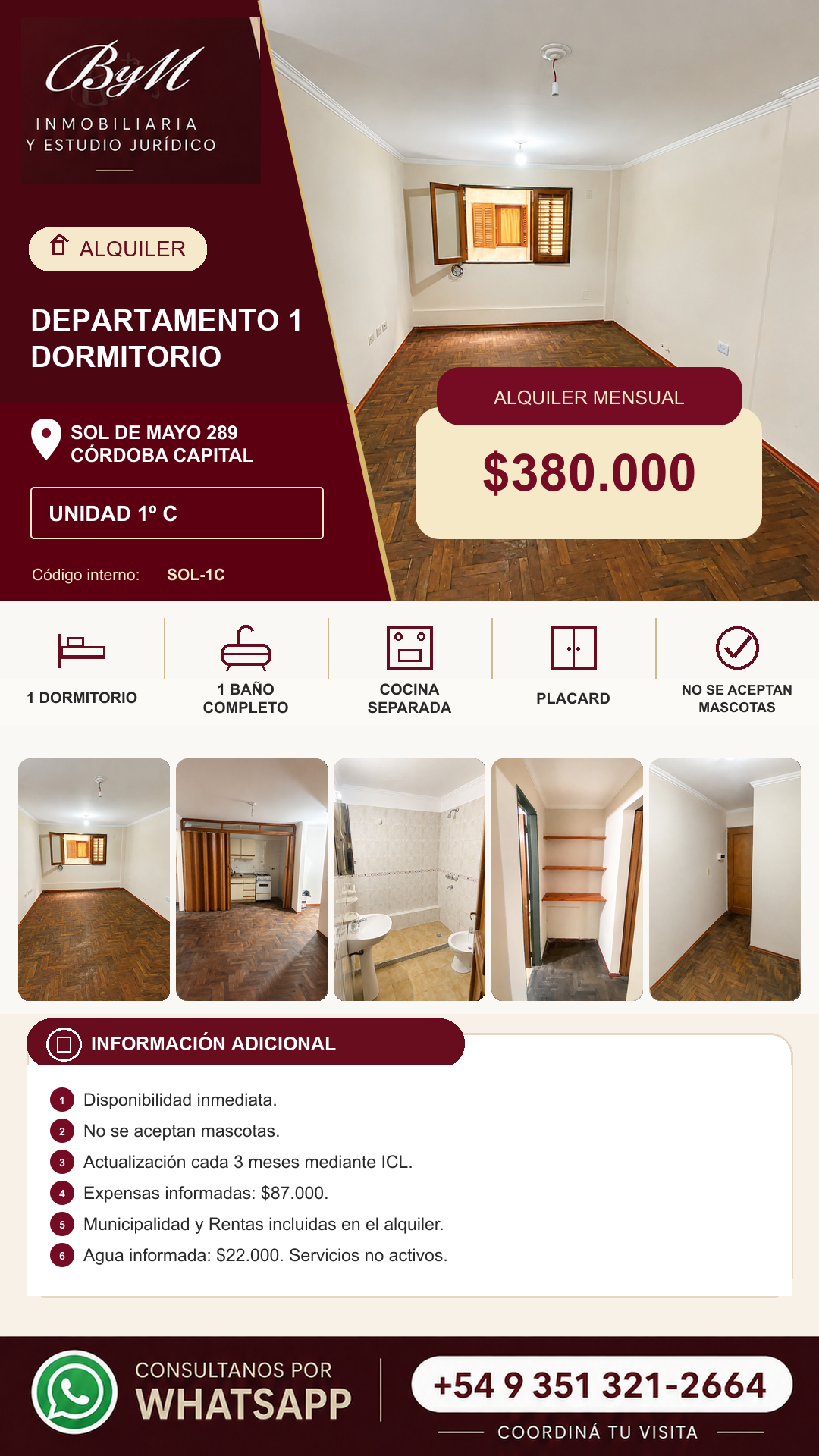 Departamento en Sol de Mayo 289 · 1º C